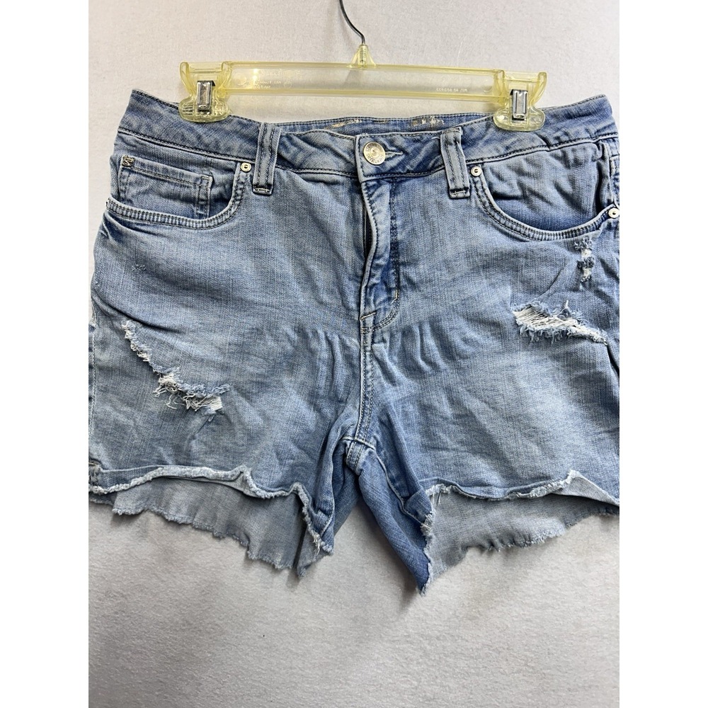 Seven7 Women's Blue Denim Cut Off Shorts Light Wash‎ Mid Rise Distressed 10